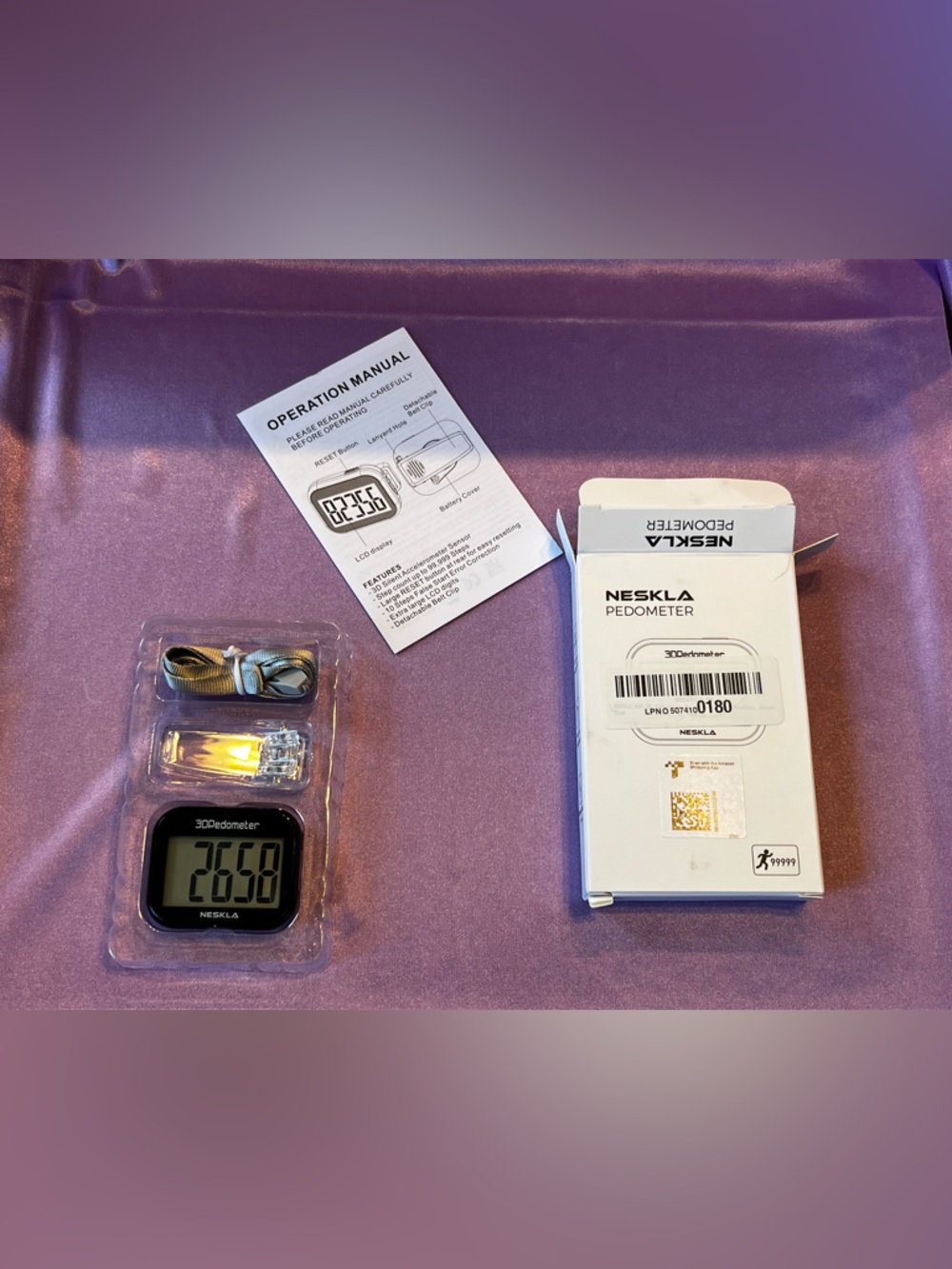 Black Digital Pedometer with Clip - Step Counter